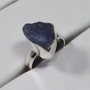 Tanzanite raw uncut stone silver ring